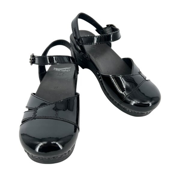 Dansko Maeve Patent Leather Closed Toe Black Sandals Womens Size 37 US 7 - Picture 3 of 13